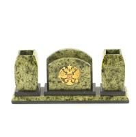 Письменный набор с гербом РФ (28 х 11 х 9 см) из камня змеевик
