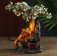 Фонтан с подсветкой "Дерево счастья из нефритовых камней, 240 камней" (h-25 см)