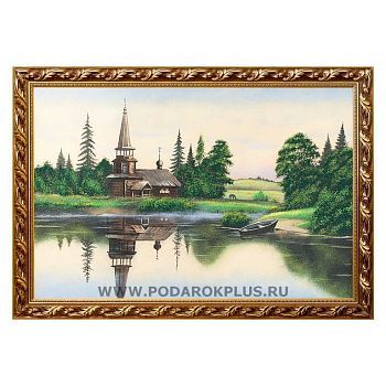 Пейзаж "Церковь у озера" багет №150 (40х60 см)