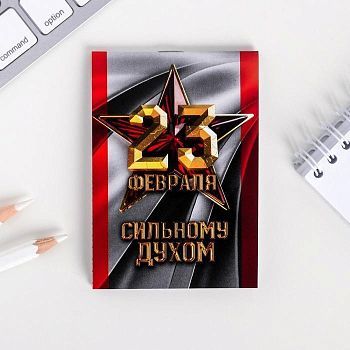 Блокнот А7 16 листов "23 Февраля. Сильному духом"