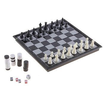 Игра настольная 3-в-1 магнитная (шашки, шахматы, нарды) 10х35х20 см