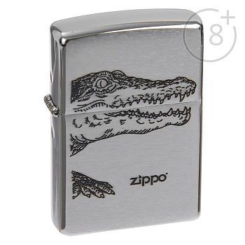 Зажигалка ZIPPO 200 Alligator с покрытием Brushed Chrome