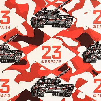 Бумага упаковочная глянцевая «23 февраля», 70 × 100 см