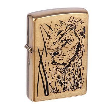 Зажигалка ZIPPO 204B Proud Lion с покрытием Brushed Brass