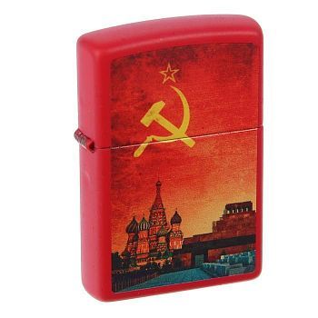 Зажигалка ZIPPO 233 SOVIET DESIGN с покрытием Red Matte