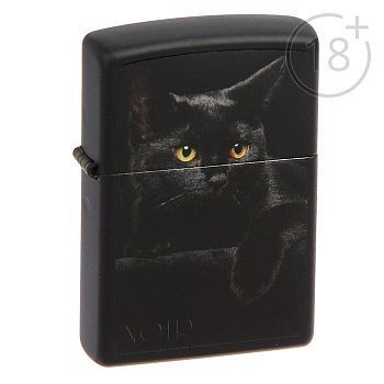 Зажигалка ZIPPO 218 CAT с покрытием Black Matte