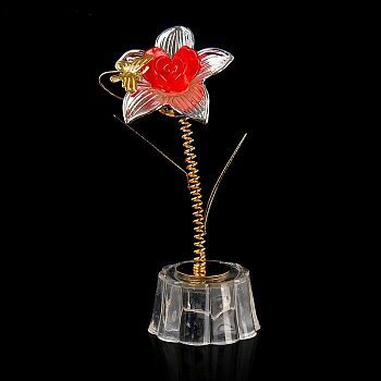 Сувенир "Яркая роза" с серебристыми лепестками (9см)