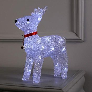 Светодиодная фигура «Олень с колокольчиком» 25 × 30 × 9 см, акрил, 24 LED, батарейки ААх3 (не в комплекте), свечение белое