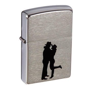 Зажигалка ZIPPO 200 Cowboy Couple с покрытием Brushed Chrome