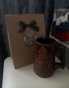 Кружка пивная "Ермак, Сибирь"(керамика) 950мл в подарочном пакете