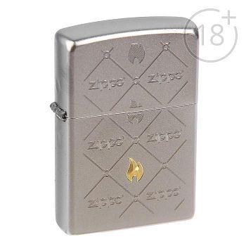 Зажигалка ZIPPO 205 "Zippos" с покрытием Satin Chrome