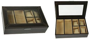Шкатулка-кофр для хранения часов и бижутерии №2 (29 x 18 x 8 см)